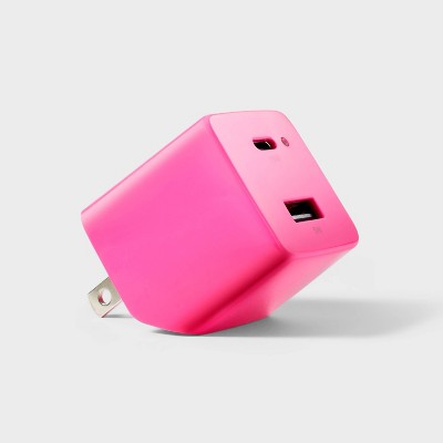 2-Port 20W USB-A and USB-C Wall Charger - heyday Pink