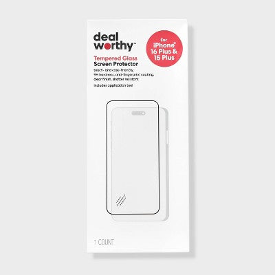 Apple iPhone 16 Plus/iPhone 15 Plus Screen Protector- dealworthy: Tempered Glass, Anti-Fingerprint