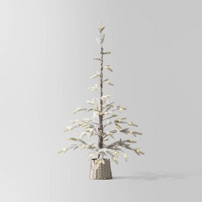 4' Pre-lit Flocked Balsam Fir Mini Artificial Christmas Tree with Basket Base Warm White LED Lights - Wondershop: Indoor/Sheltered Outdoor (LOCAL PICKUP ONLY)