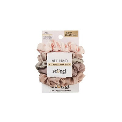 scunci Classic Comfort Mini Satin Scrunchies - Pinks/Tans - All Hair - 5pcs