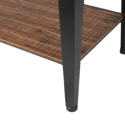LuxenHome Dark Brown Wood and Black Metal 1-Shelf Console and Entry Table (LOCAL PICKUP ONLY)