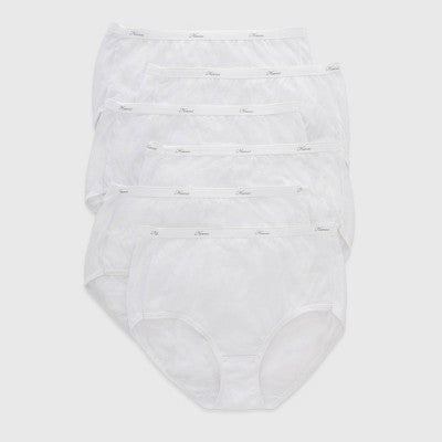 Hanes Women's Core Cotton Briefs Underwear 6pk - White 10: High Rise, Knit, Solid Pattern, Machine Washable