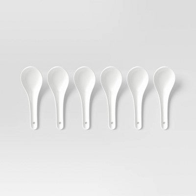 6pk New Porcelain Soup Spoons White - Threshold: Modern, Microwave & Dishwasher-Safe, Service for 6