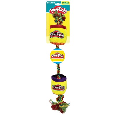 Hasbro Play-Doh Squeak and Crinkle Cans Tug with Metallic Lids and Tennis Ball Dog Toys