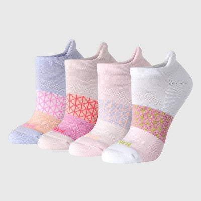 Hanes Women's Absolute Active 4pk No Show Tab Socks - White/Purple/Pink 5-9: Cotton Blend, Arch Support, Cushioned Sole, Seamless Toe