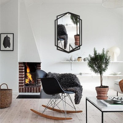LuxenHome Black Metal Hexagon Frame Wall Accent Mirror for Bathroom & Vanity (LOCAL PICKUP ONLY)