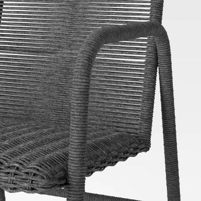 2pc Granby Padded Wicker Outdoor Patio Dining Chairs Arm Chairs Gray - Threshold: Weather-Resistant, Basket Weave Design (LOCAL PICKUP ONLY)