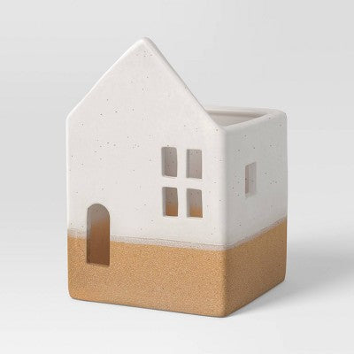 6.75" Speckled Ceramic House Christmas Village Building - Wondershop White