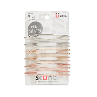 scunci Open Center Metal Bobby Pins - 6ct