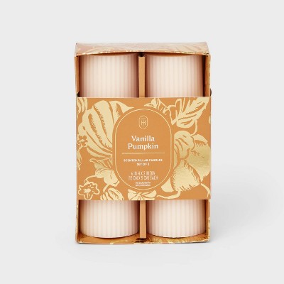 6"x2" 2pk Pillar Candle Set Vanilla Pumpkin - Threshold