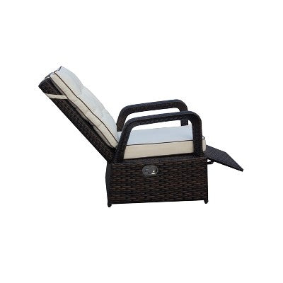 Saint Birch Brusell Outdoor Wicker Recliner Patio Chair, Dark Brown (LOCAL PICKUP ONLY)