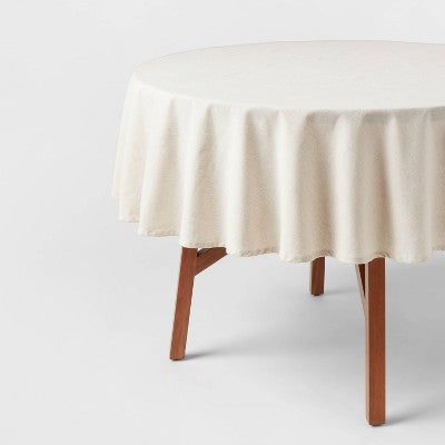 70" Cotton and Linen Blend Round Tablecloth - Threshold: Traditional Off-White, Machine Washable, OEKO-TEX Certified