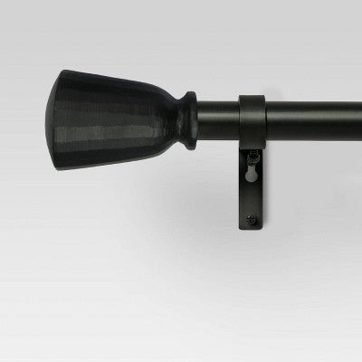 36"-66" Chiseled Cone Curtain Rod Black - Threshold: Steel, Single Rod, 0.875" Diameter, Painted Finish