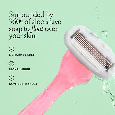 Billie Handle with Magnetic Holder Women 5 Blade Refills Reusable Razor