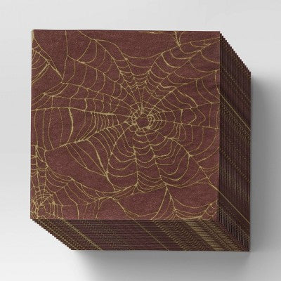 20ct Halloween Paper Disposable Beverage Napkins Dark Red - Threshold