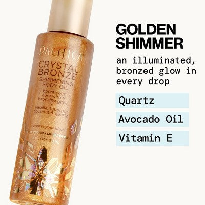 Pacifica Shimmering Body Oil - Crystal Bronze - 4 fl oz