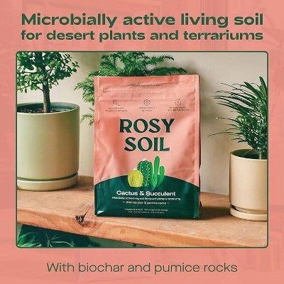 Rosy Soil 4lb Cactus & Succulent Mix Potting Soil: Organic Blend for Indoor Plants, Moisture Control, Peat-Free