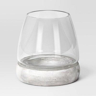 Small Round Glass with Cement Base Indoor Outdoor Terrarium 5"x5" - Threshold