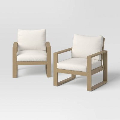 2pc Esker Recycled Resin Outdoor Patio Chairs, Club Chairs, Accent Chairs Brown - Threshold (LOCAL PICKUP ONLY)