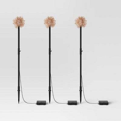 3pk Sphere Burst Battery LED Outdoor Light Stakes Black/Clear - Threshold