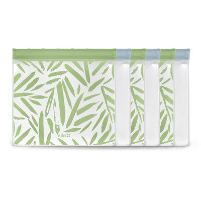 Ello 6pk Standing sandwich Reusable Food Storage Bags Green