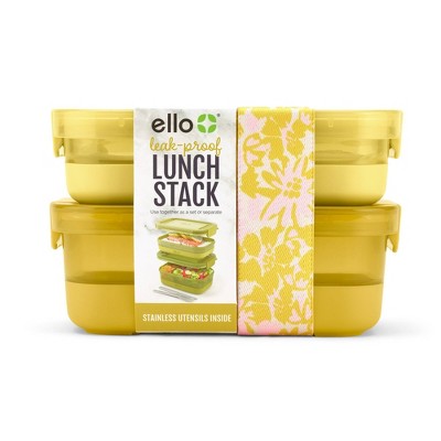 Ello Plastic Lunch Stack Food Storage Container Yellow