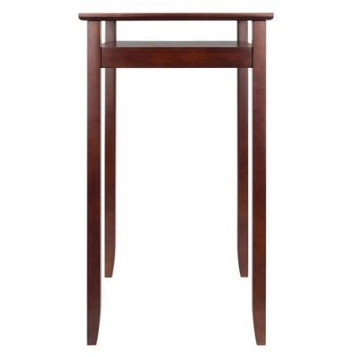 Halo Square Bar height Table with Glass Top Wood/Walnut - Winsome: Storage Shelf, Modern Style, Kitchen Display (LOCAL PICKUP ONLY)