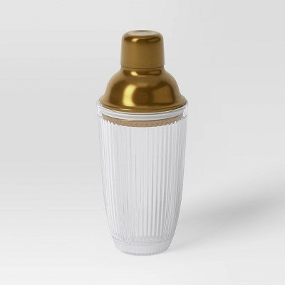 12 fl oz Cocktail Shaker Gold - Threshold: Stainless Steel & Glass, Modern Style, Dishwasher-Safe, 7.95" Height