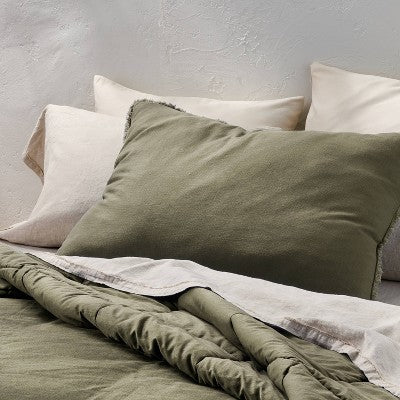 King Euro Heavyweight Linen Blend Decorative Throw Pillow Olive Green - Casaluna (LOCAL PICKUP ONLY)