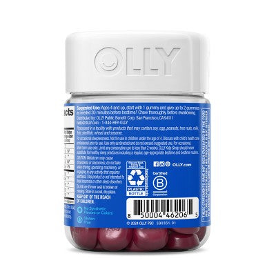 OLLY Kids' Sleep Gummies with .5mg Melatonin - Raspberry - 50ct