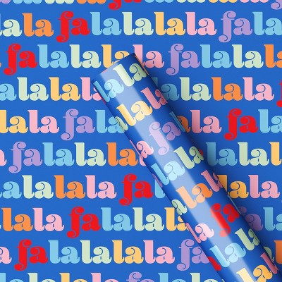 50 sq ft 'Fa La La' Christmas Gift Wrap Blue - Wondershop