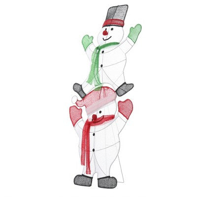 LuxenHome Stacked Snowman Couple Lighted LED Indoor Outdoor Holiday Decoration White