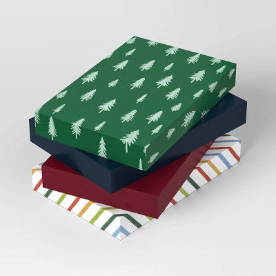 4ct 8"x2" Festive Print Blouse Christmas Gift Box - Wondershop