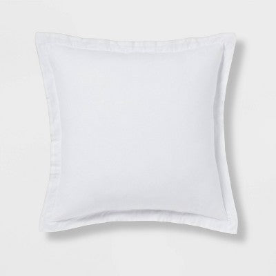 Euro Cotton Linen Blend Chambray Decorative Throw Pillow White - Threshold: Indoor Square Cushion, Zipper Closure, OEKO-TEX Certified (LOCAL PICKUP ONLY)