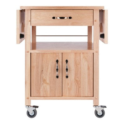 Rachael Kitchen Cart Beech - Winsome: Rolling Island with Storage, Drop-Leaf Top & Lockable Wheels (LOCAL PICKUP ONLY)