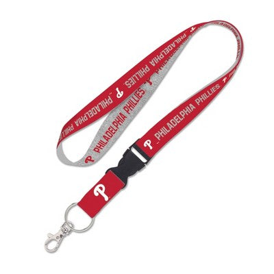 MLB Philadelphia Phillies Heathered Lanyard: Polyester ID Holder with Team Logo