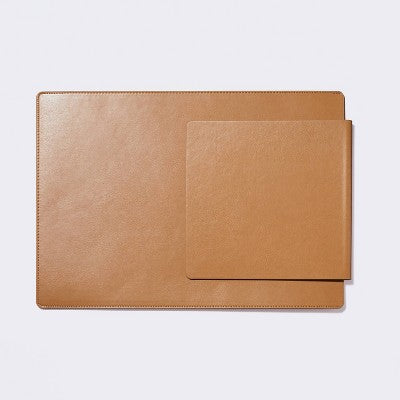 Faux Suede and Leather Laptop Sleeve with Built-In Mouse Pad Brown - Threshold