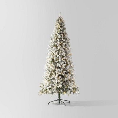 9' Pre-lit Flocked Full Alberta Spruce Artificial Christmas Tree White LED Lights - Wondershop (LOCAL PICKUP ONLY)