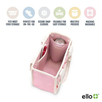 Ello Lunch Bag Food Storage Container Pink Cherries