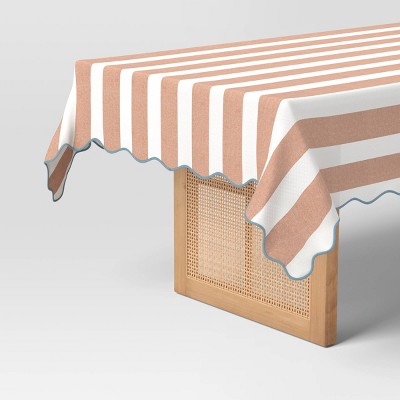 84"x60" Striped Tablecloth Peach - Threshold