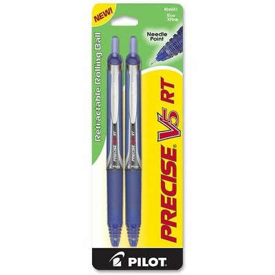 Pilot Precise V5 RT Extra-Fine Premium Retractable Rolling Ball Pens 0.5 mm Blue - Pack of 2