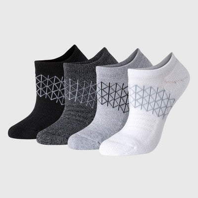 Hanes Women's Absolute Active 4pk Super No Show Socks - White 5-9: Cotton Blend, Arch Support, Cushioned Sole, Seamless Toe