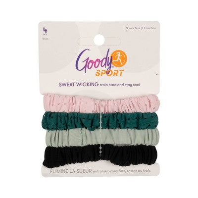 Goody Sport Thin Scrunchie - 4pk - Green/Pink