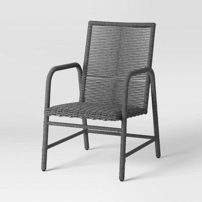2pc Granby Padded Wicker Outdoor Patio Dining Chairs Arm Chairs Gray - Threshold: Weather-Resistant, Basket Weave Design (LOCAL PICKUP ONLY)