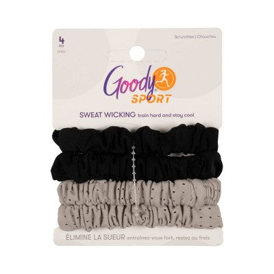Goody Sport Thin Scrunchie - 4pk - Black/Gray