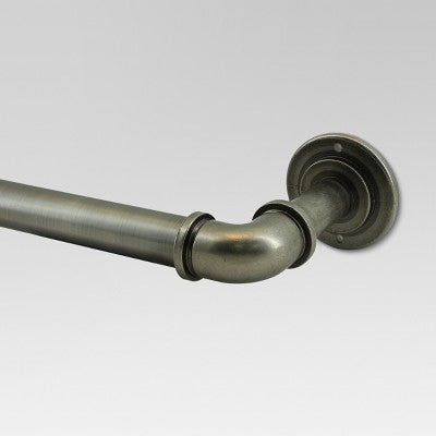 36"-66" French Pipe Curtain Rod Pewter - Threshold: Adjustable Metal, Antique Finish, 30lb Capacity