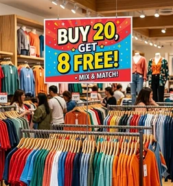 Deals: Buy 20, Get 8 - Clothing