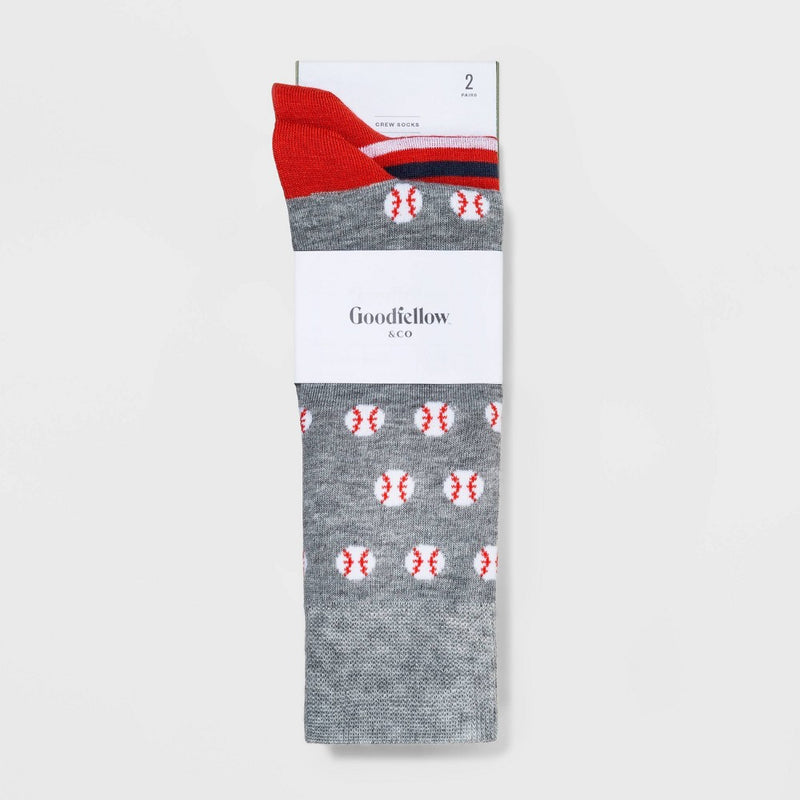 Men's Father's Day Baseball Crew Socks 2pk - Goodfellow & Co 7-12
