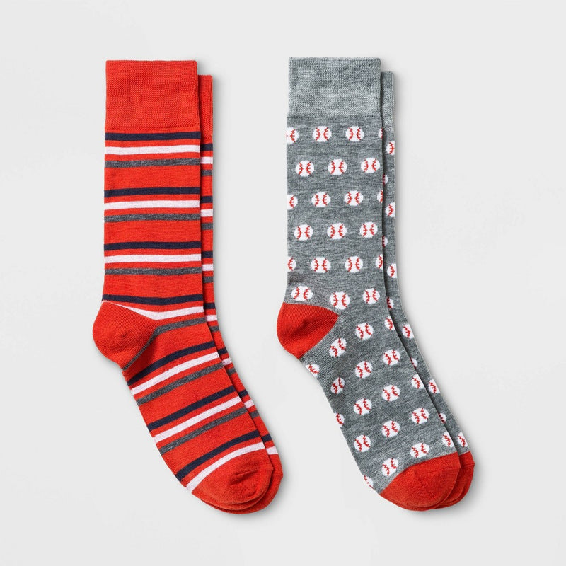 Men's Father's Day Baseball Crew Socks 2pk - Goodfellow & Co 7-12