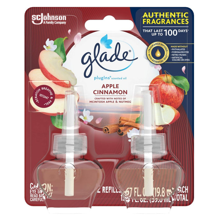 Glade PlugIns Scented Oil Air Freshener Apple Cinnamon Refill - 1.34oz/2ct